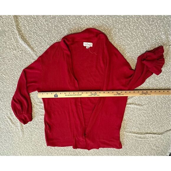 VELVET By Spencer & Graham Red Viscose Cardigan Medium - Picture 6 of 11